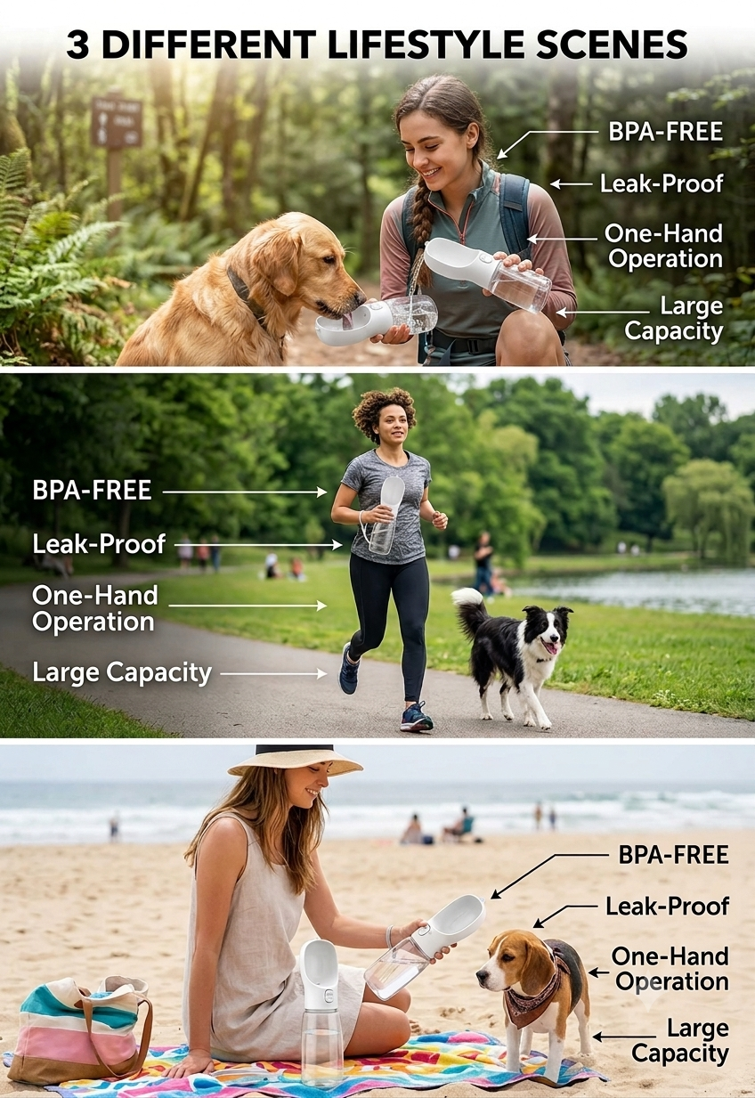 Portable Dog Water Bottle for Dogs – Leak Proof Travel Water Dispenser