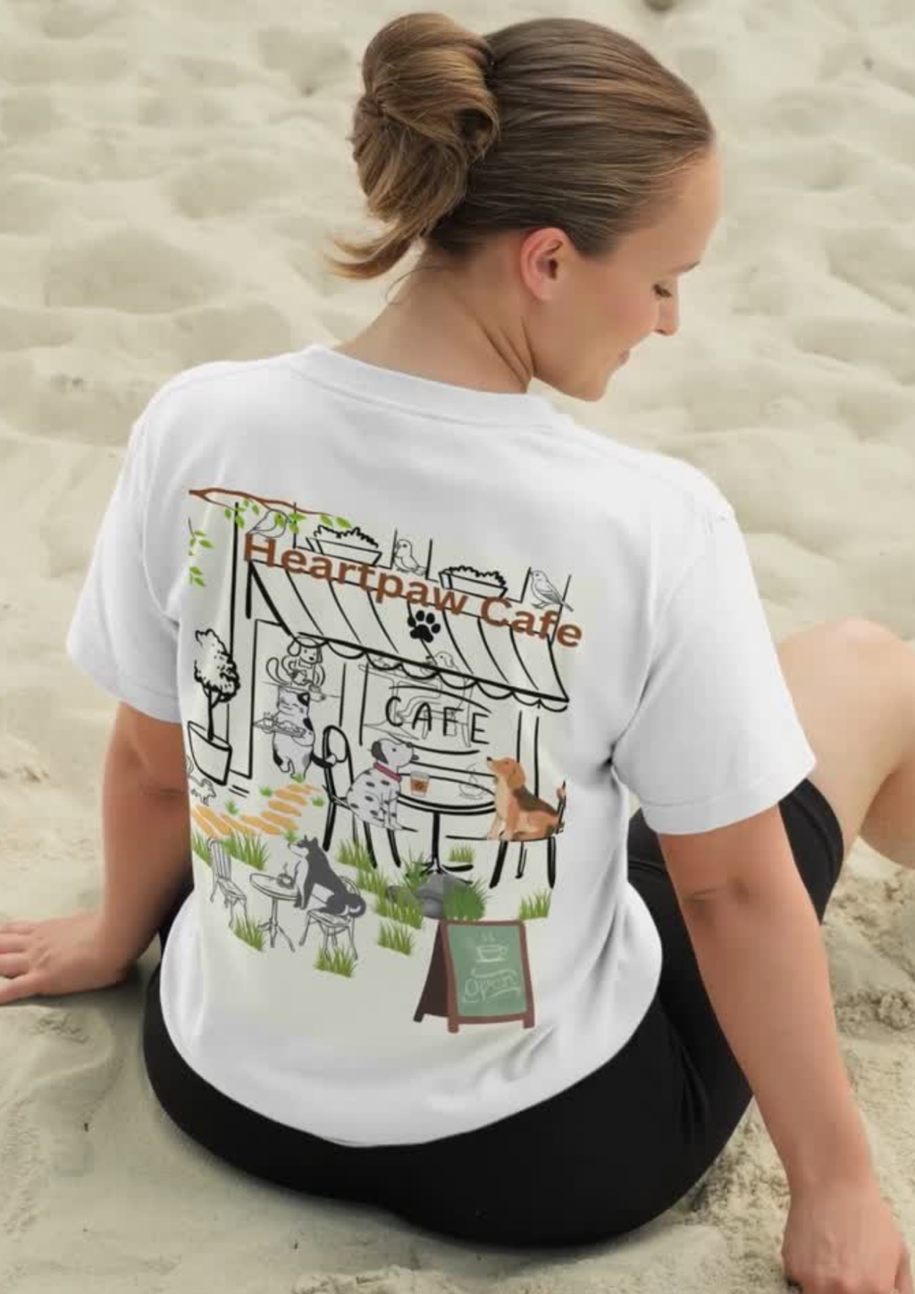 HeartPaw Cafe T-Shirt – Dog & Cat Lover Coffee Shop Graphic Tee
